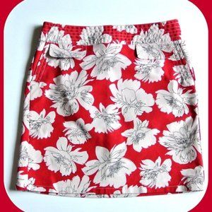 Ann Taylor Skirt Floral Red pockets 6